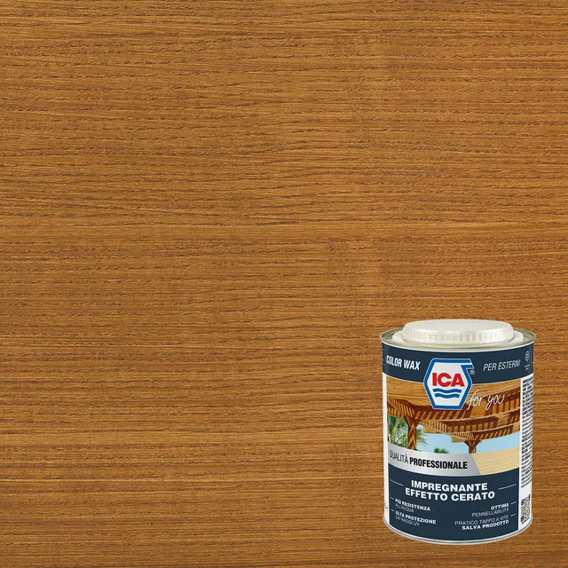 Impregnante per legno da esterno a base acqua ICA FOR YOU cerato noce opaco 2.5 lt, 10 anni di protezione