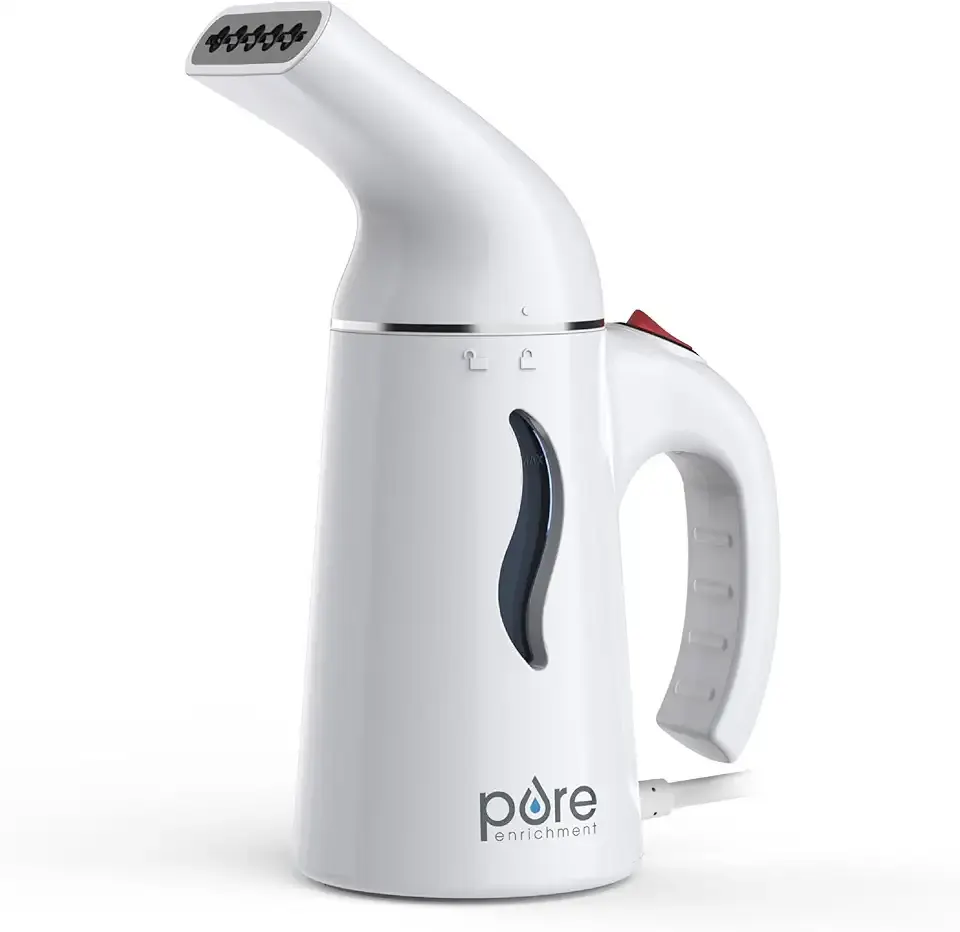 Pure Enrichment PureSteam Portable Fabric Steamer - Handheld Travel Garment Steamer Removes Wrinkles & is Safe on All Fabrics - Fast-Heating, Lightweight, Auto Safety Shut-Off, & Long Cord (White)