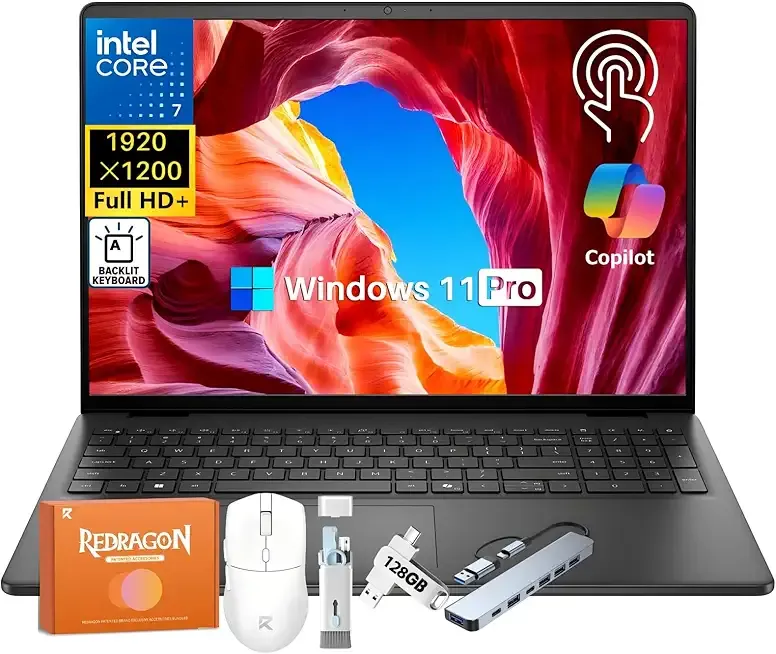 Inspiron 16 Touchscreen Laptop Computer, 16" FHD+ 300-Nits Display, Intel 10-Core 7 150U (up to 5.4 GHz), 32 GB DDR5 RAM, 1 TB SSD, Wi-Fi 6, Backlit KB, Copilot AI, Windows 11 Pro, for Business