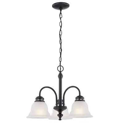 Fallsbrook 3 -Light Oil-rubbed Bronze Etched glass Mixed material Chandelier