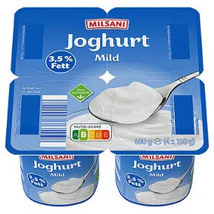 Joghurt 3,5 % Fett 4 x 150 g, milder Naturjoghurt
