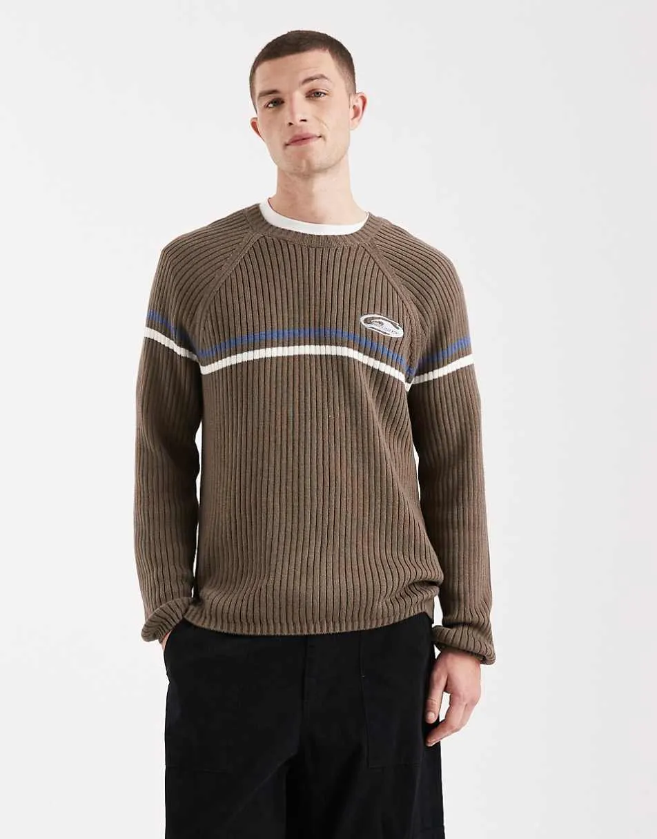 Hollister retro knitted crew neck jumper in brown