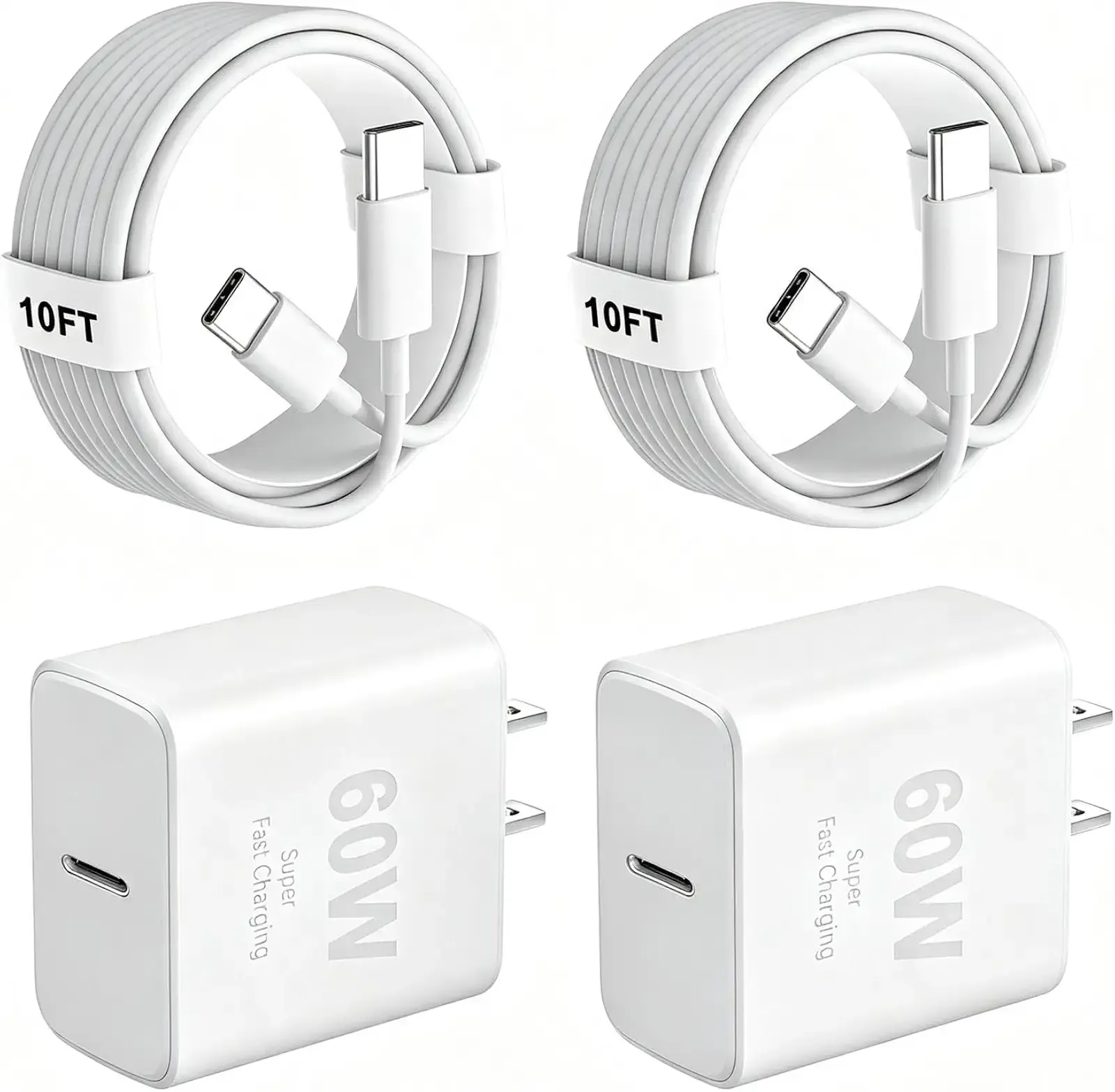 60W Super Fast Samsung Charger Type C,2Pack Type C Android Phone Charger Fast Charging Block,10FT USBC Chargers Fast Charging Cable Cord for Samsung Galaxy S26 Ultra/S26+/S25/S24,Z Fold 8/7,Z Flip 8/7