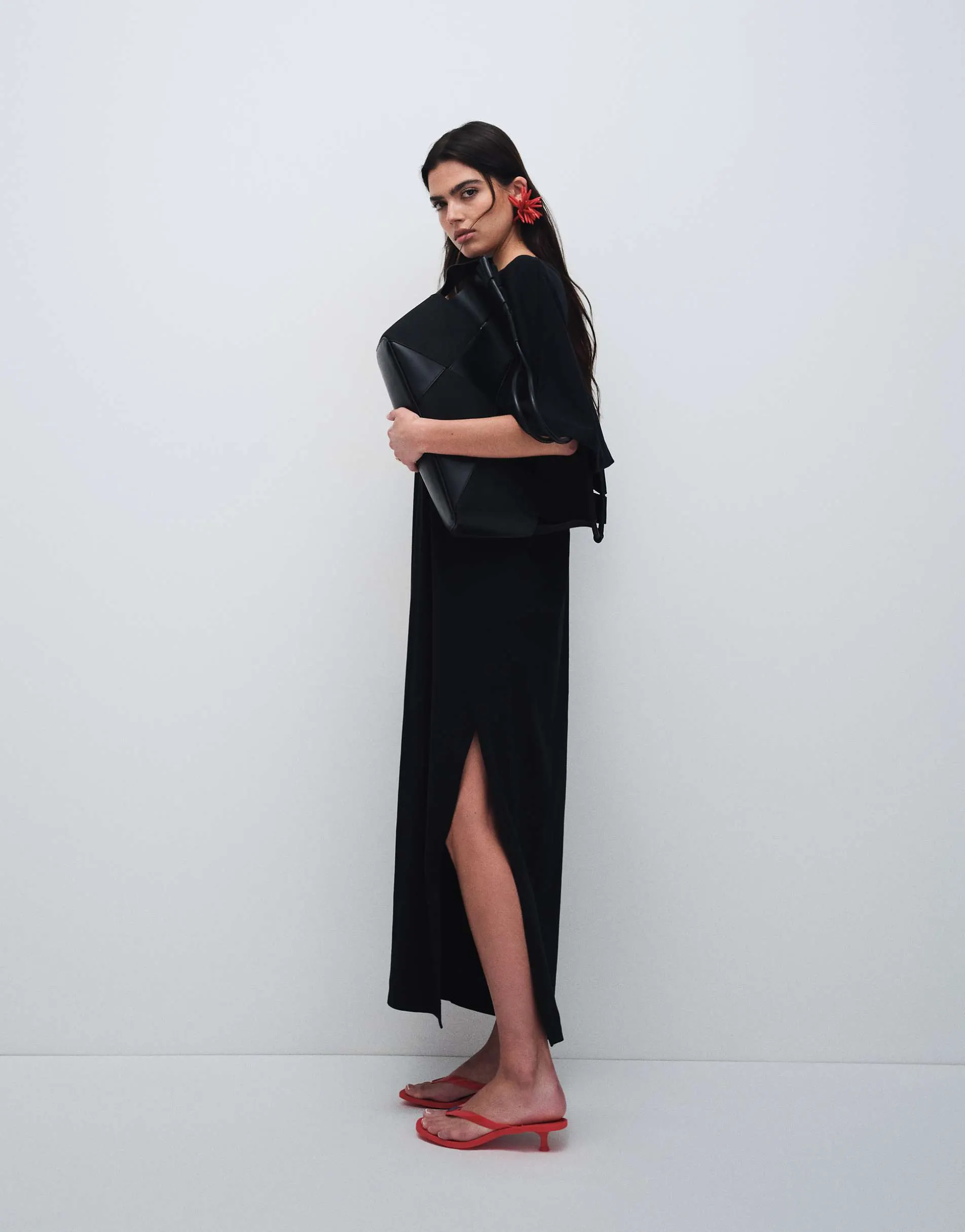 ASOS DESIGN batwing T-shirt midi dress in black