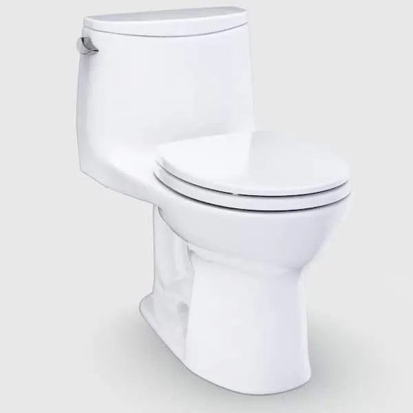 TOTO Eco UltraMax 12 in. Rough In 1-Piece 1.28 GPF Single Flush Round Toilet in Cotton White, SoftClose Seat Include