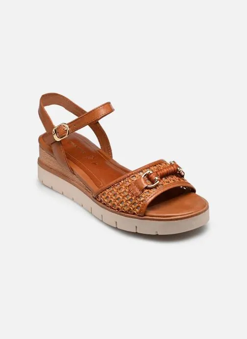 Sandalen met sleehak en plateau 28215-46 dames bruin