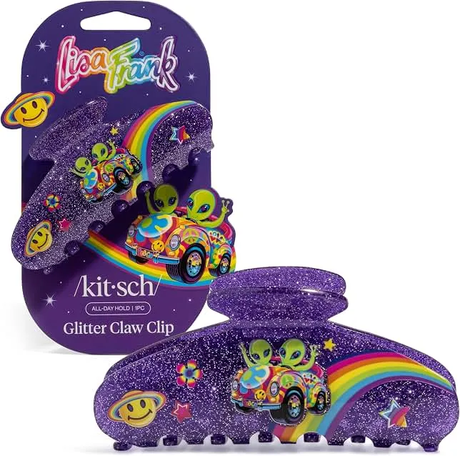 Lisa Frank x Kitsch Glitter Hair Clip for Women - - Zoomer and Zorbit, 1pc | Secure Hold Claw Clip – Sparkly Hair Accessories with Strong Grip, Comf…