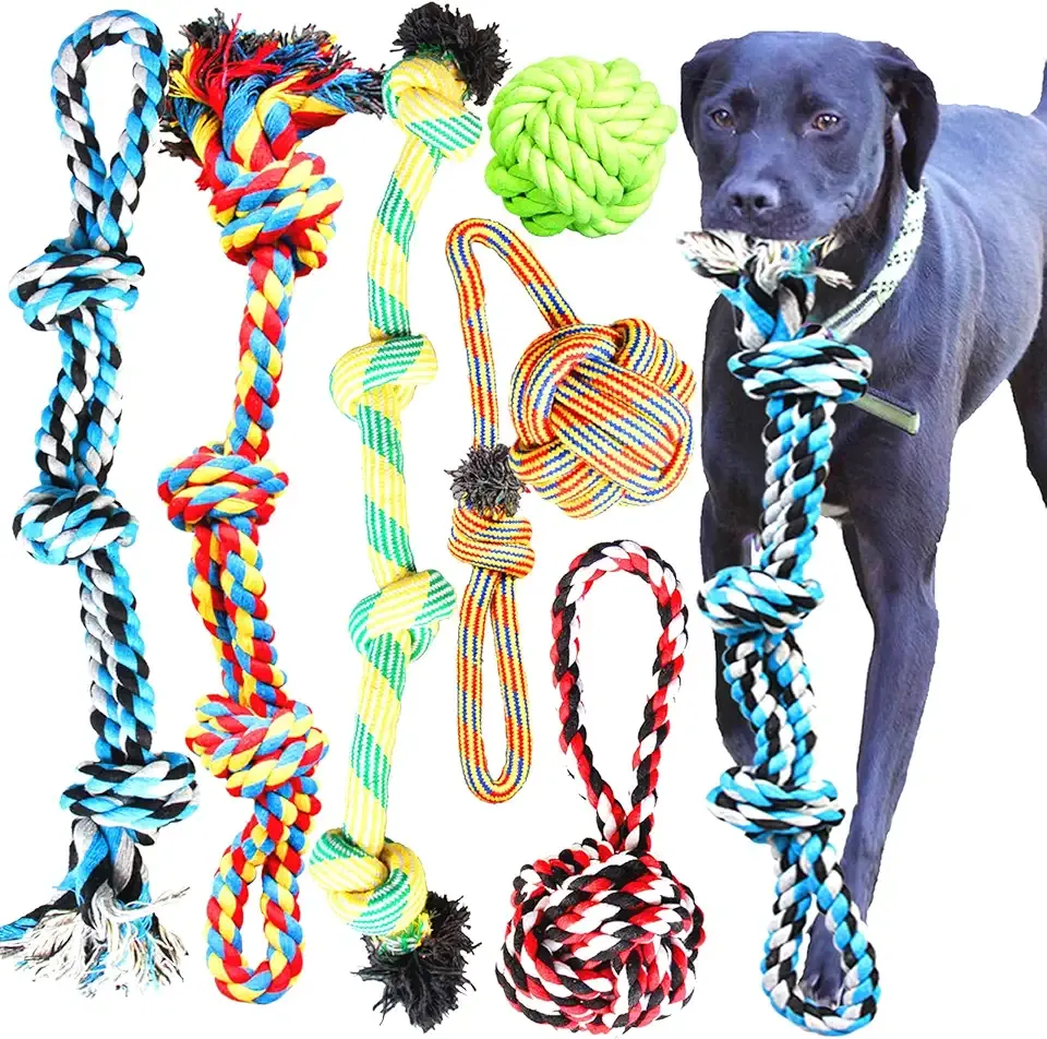 Youngever 6 Pack Large Dog Rope Toys, Chew Toys