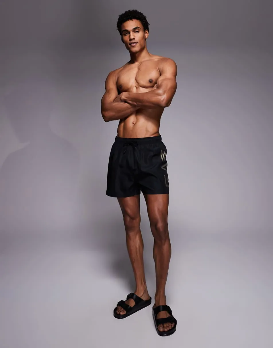 Armani EA7 logo swim shorts in black