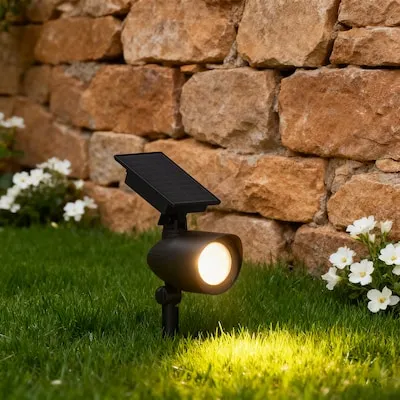 Bionic Spotlight 230 -Lumens 4 -Watt Black Bright White Solar LED Spot light Motion Sensor