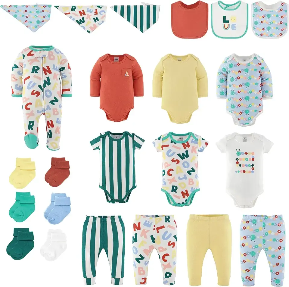 23pc Gender Neutral Baby Clothes, 0-24M - Caterpillar Cool