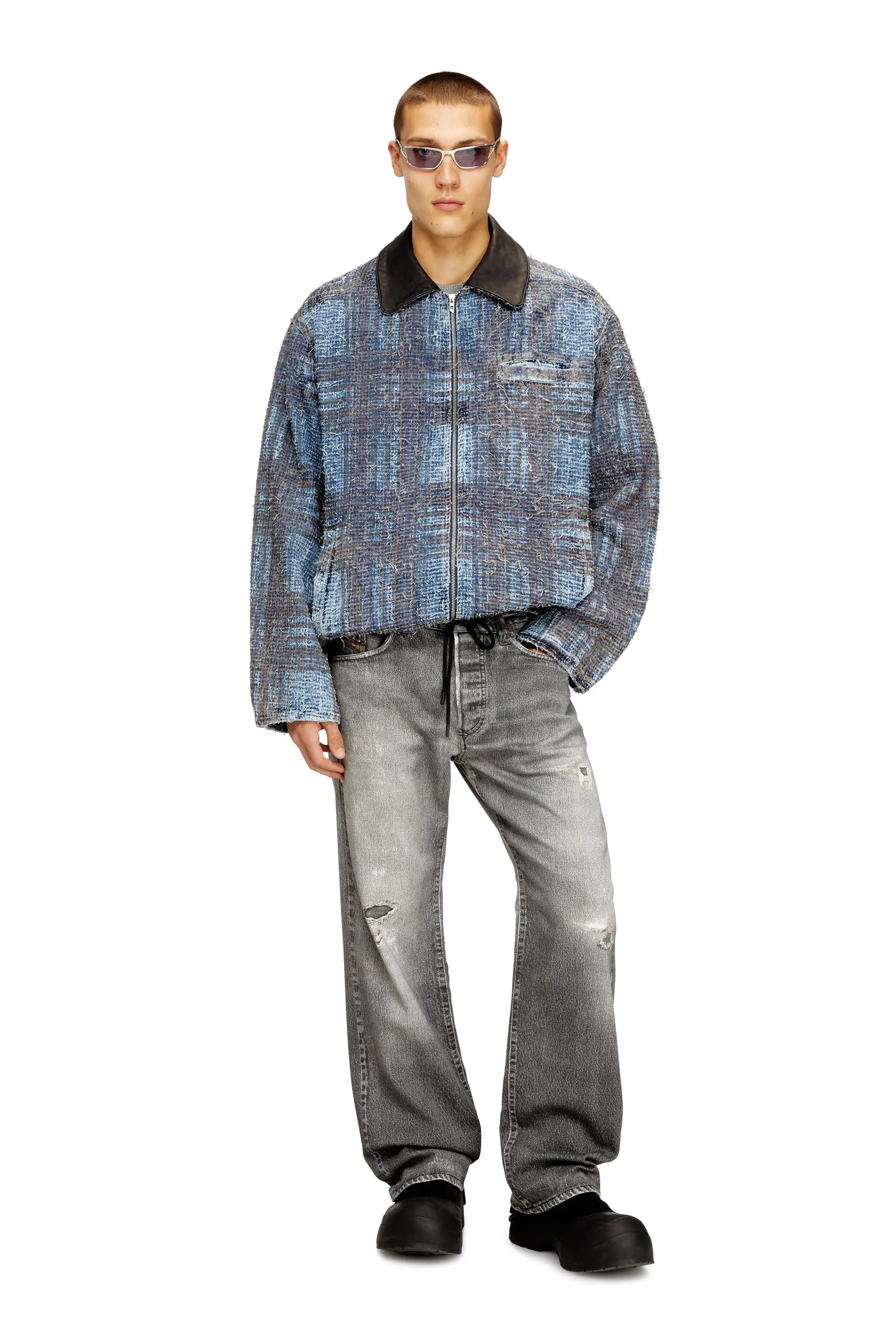 Jacket in graphic bouclé denim