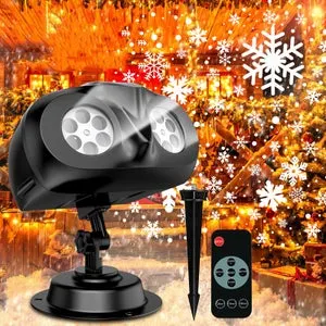 Proyector LED De Nieve Navideño para Exteriores, Iluminación Decorativa, Carcasa Negra, Luz Blanca, Estándar Europeo