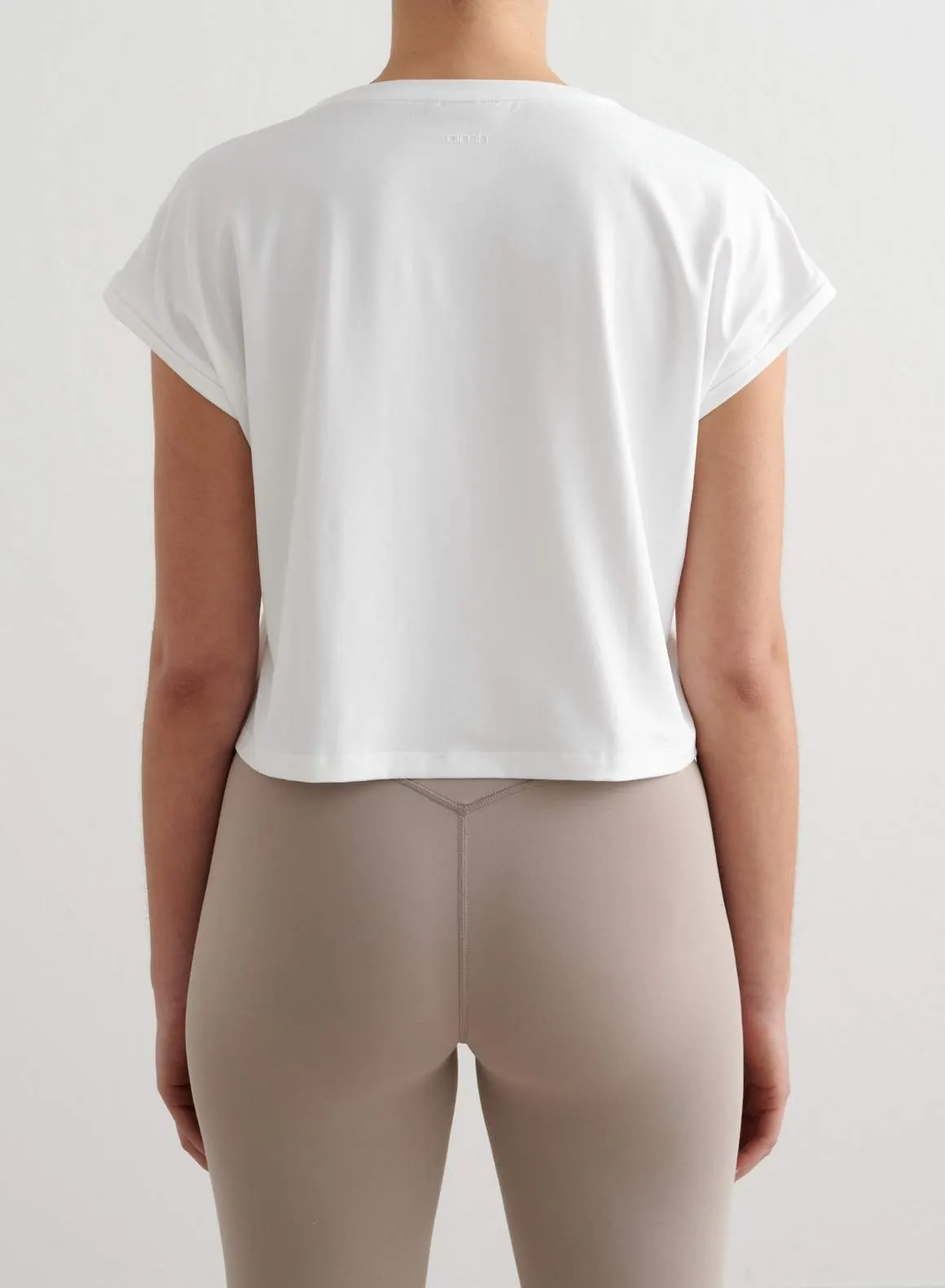 White Soft Basic Roll Sleeve Top