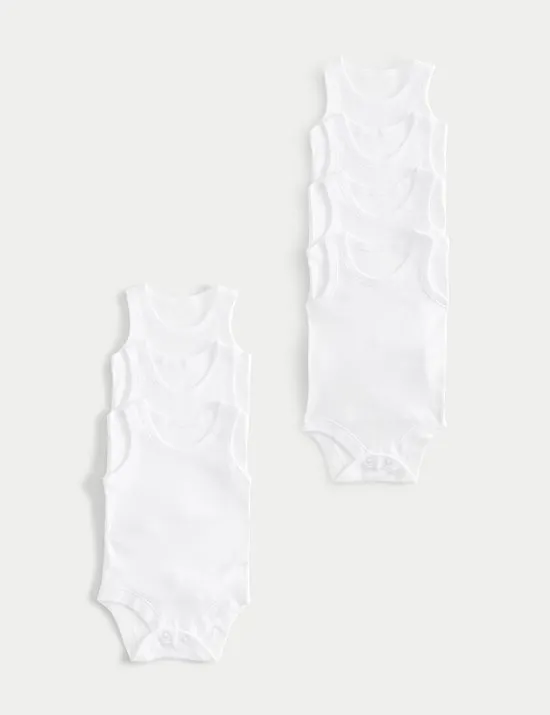 7 Pack Pure Cotton Sleeveless Bodysuits (5lbs-3 Yrs)