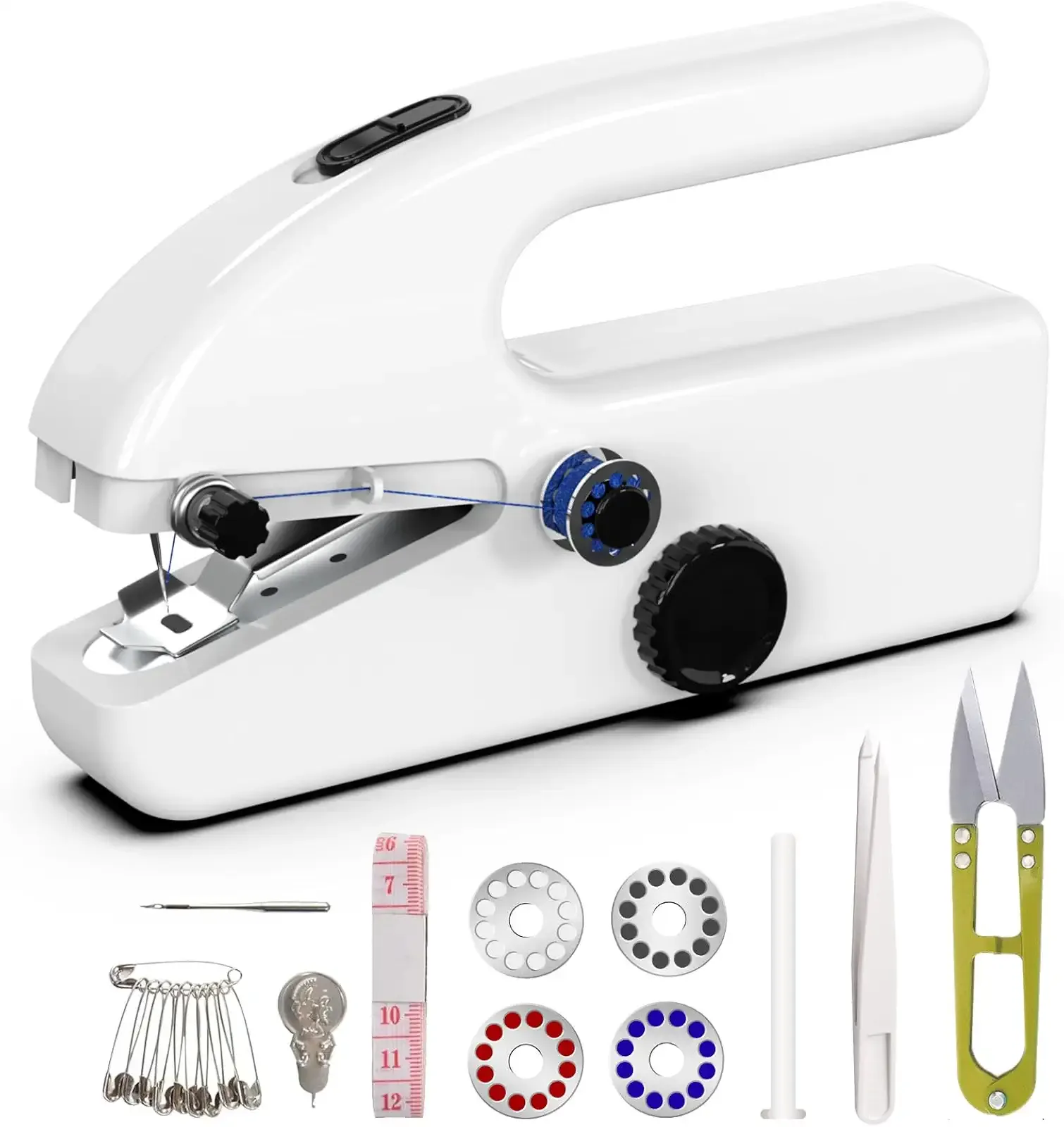 Handheld Sewing Machine, Two dear, Mini sewing machine, Easy to Use and Fast Stitch Suitable for Clothes, Fabrics, DIY Home Travel Electric Handheld Sewing Machine for Beginners.