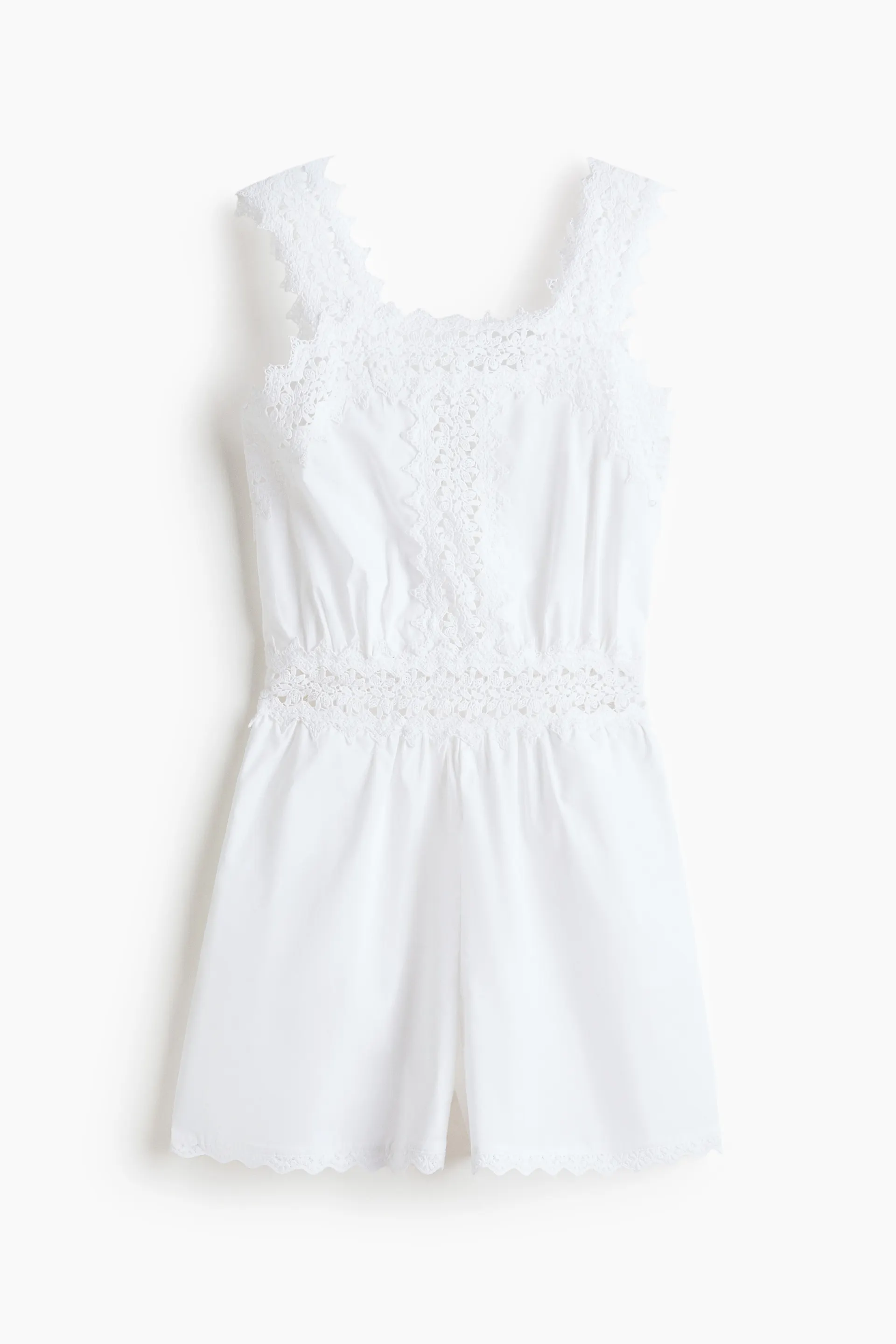 Playsuit i bomull med blonde