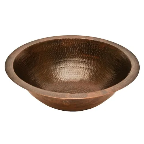 Premier Copper Products Dual Mount Round Copper 17 inch 0-Hole Bathroom Sink in Oil Rubbed Bronze