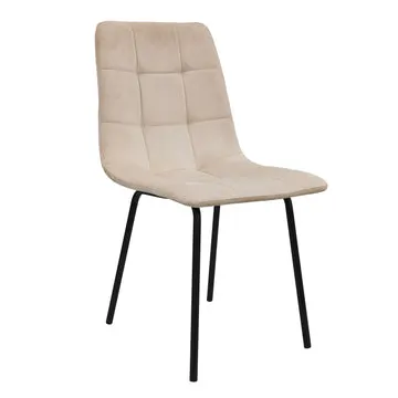 Sedia Imbottita Beige con Gambe in Metallo h85x44x40 cm