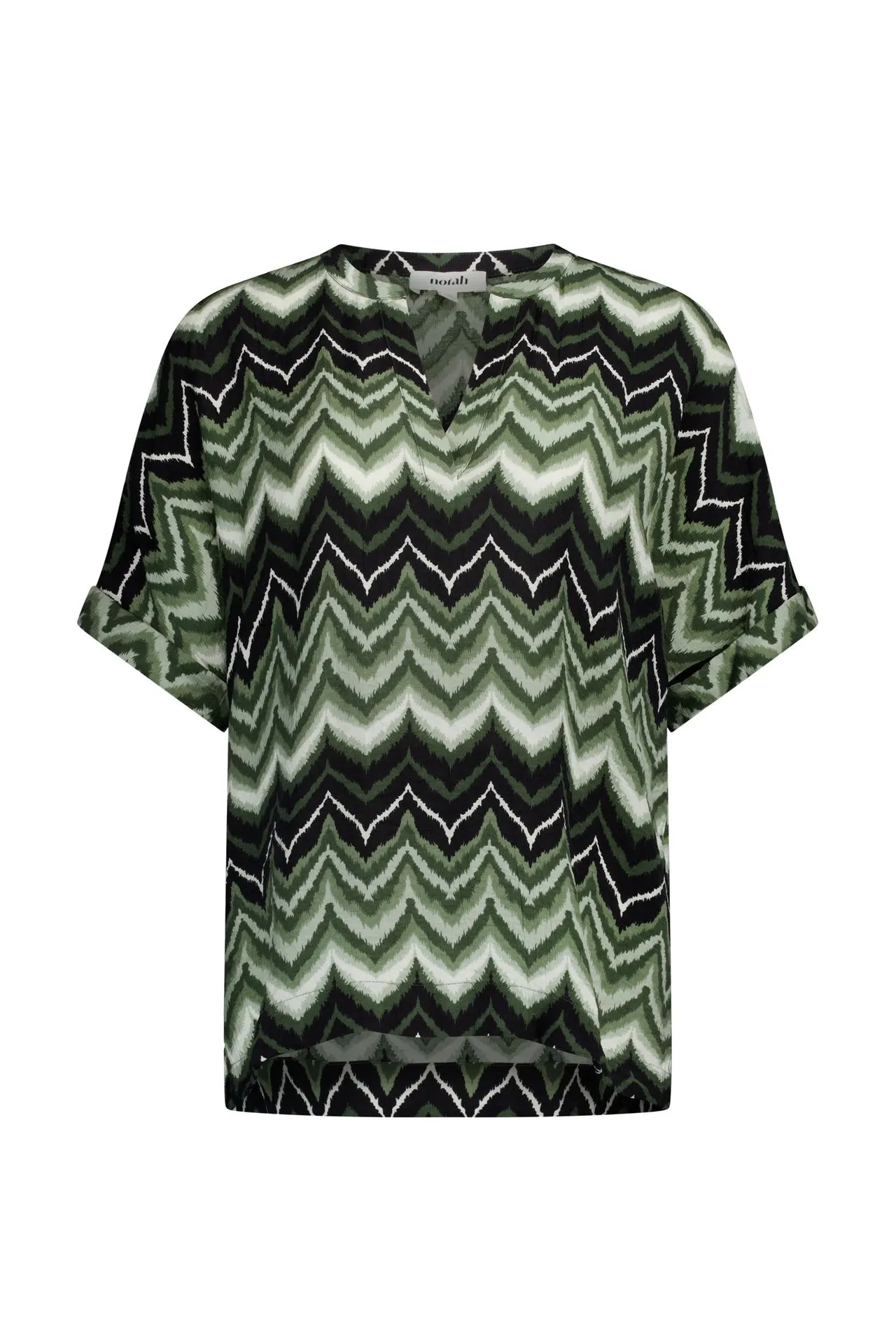 Donkergroene blouse met zigzagpatroon
