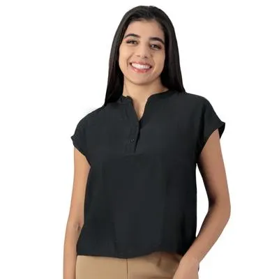 Blusa Mxstaza Mujer Cuello Mao Con Botones Al Frente