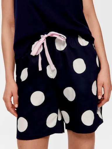 Navy Spot 100% Cotton Long Short