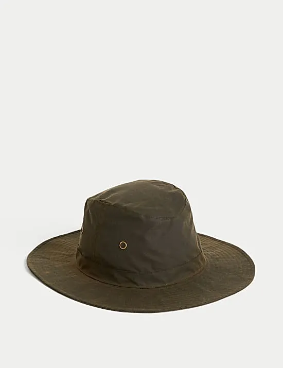 Waxed Cotton Fedora Hat with Stormwear
