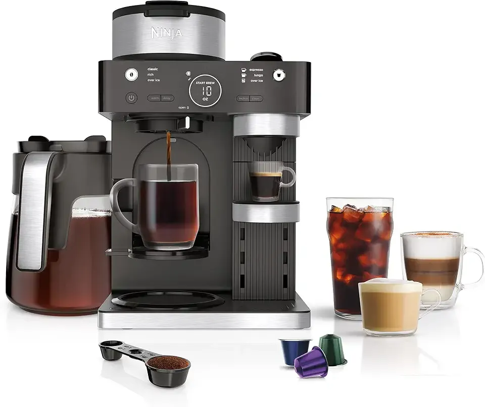 Espresso & Coffee Maker, Nespresso Capsule Compatible, Black, CFN601 | Barista System, 3 Espresso Brew Styles, Single-Serve Coffee, Built-in Frother, Espresso, Cappuccino & Latte Maker