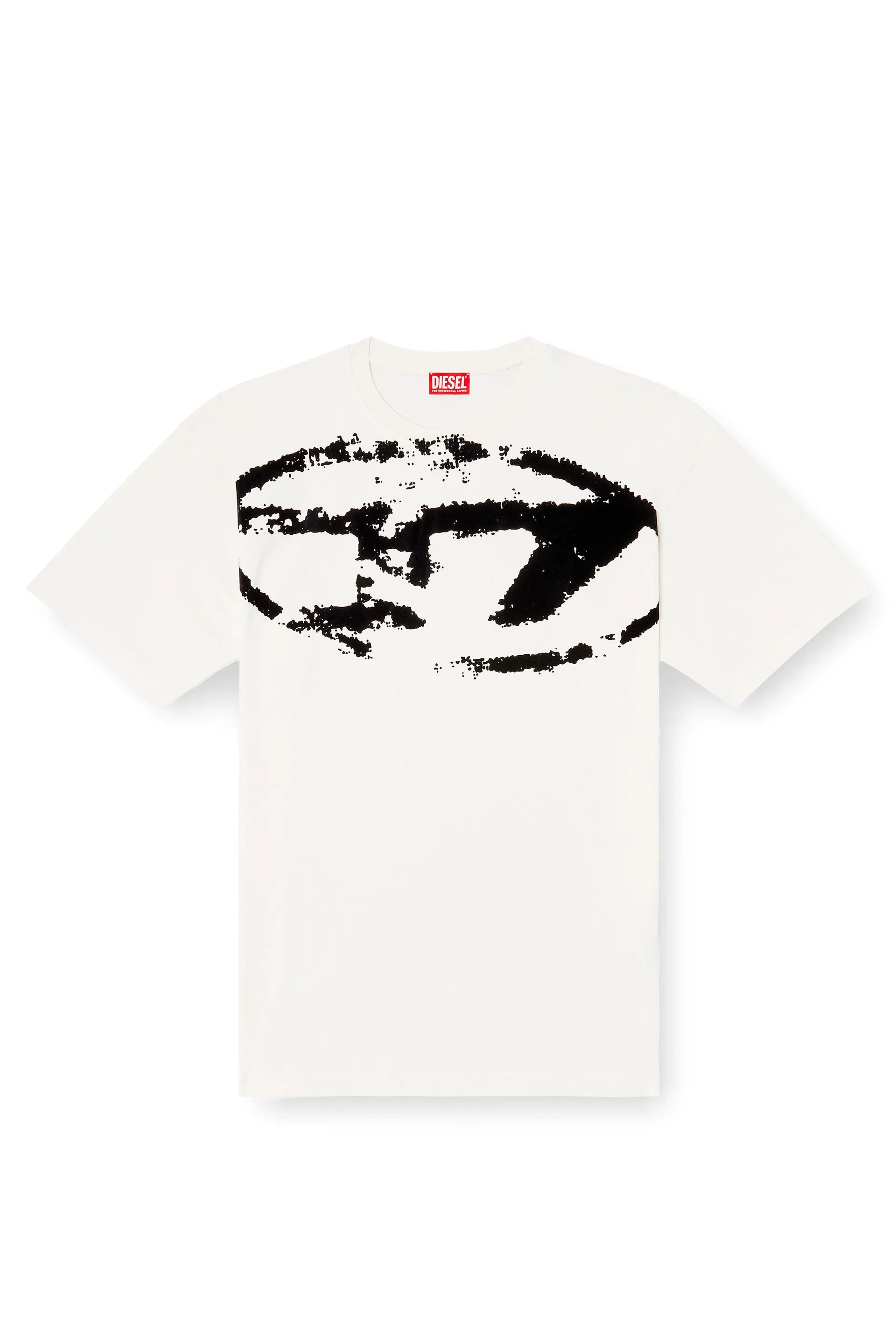 T-shirt with distressed flocked logo