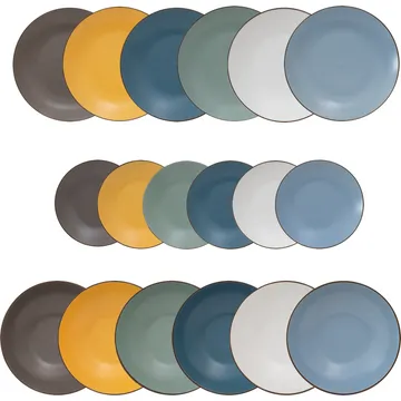 Servizio di piatti Juanita multicolor in stoneware 18 pezzi