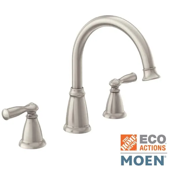 MOEN Banbury 2-​Handle Deck-​Mount High Arc Roman Tub Faucet in Spot Resist Brushed Nickel (Valve Included)​