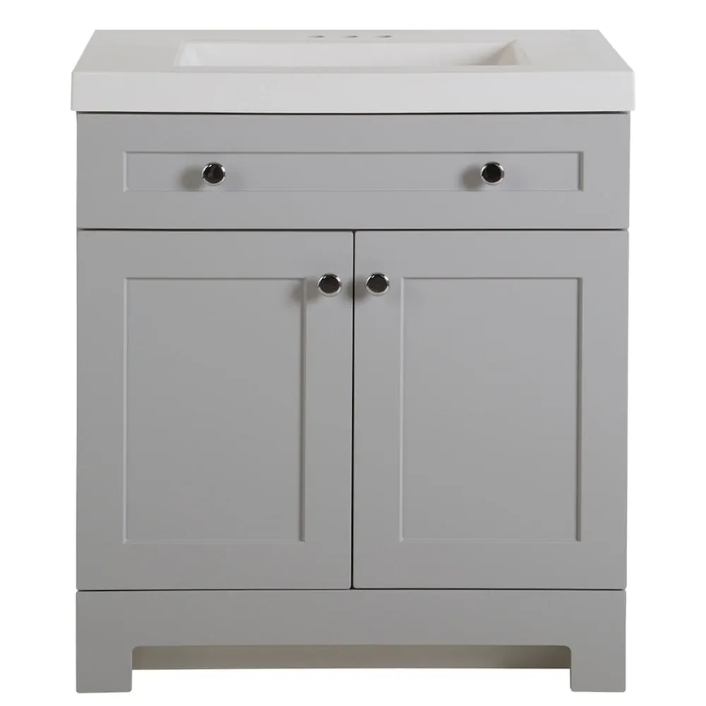 Glacier Bay Everdean 30.5-inch W x 34.4-inch H x 18.75-inch D Bathroom Vanity in Pearl Grey with Cultured Marble Countertop/Rectangular Sink