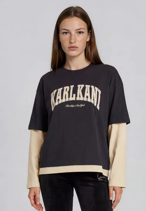 KK COLLEGE OVERSIZED LAYERED LONGSLEEVE - Topper langermet - black off white