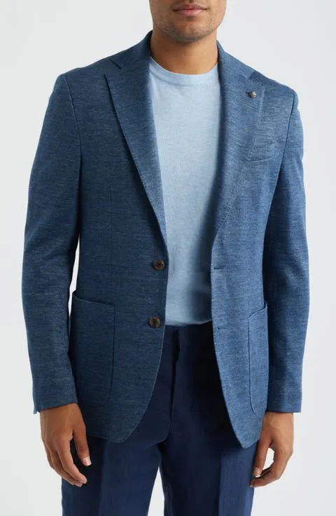 Jack Victor Hampton Navy Knit Cotton & Wool Mélange Sport Coat