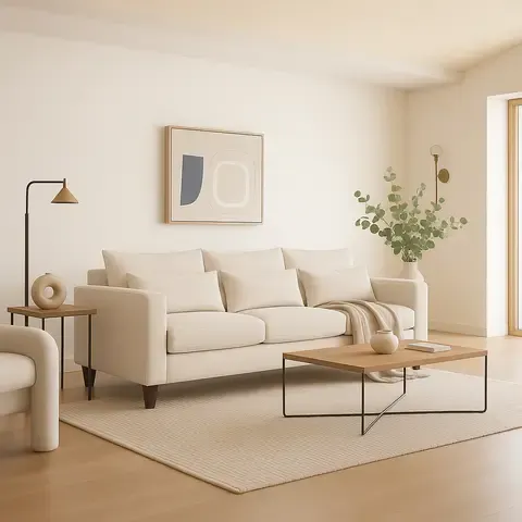 Sofá 3 Cuerpos Filipa Beige Tela – Confort y Estilo para tu Hogar