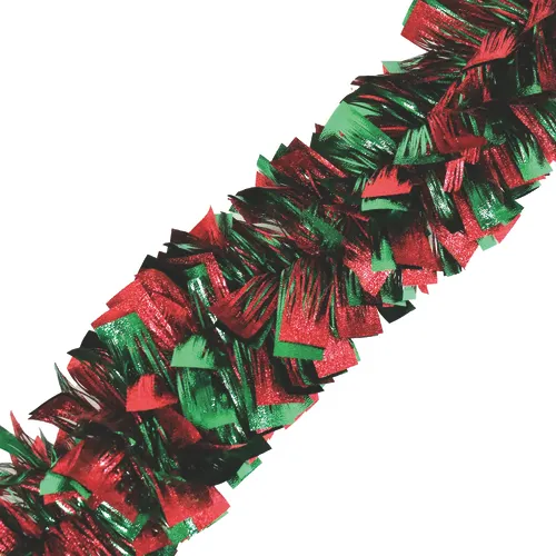 Enchanted Forest® 12' Red & Green Embossed Tinsel Christmas Garland