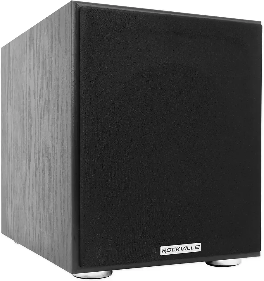 Rockville Rock Shaker 8 Black, 8" Powered Subwoofer, 400W, Deep Bass, Class-D Amp, RCA/Speaker Inputs, for Home Theater & Studio