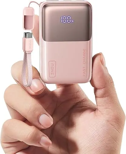 INIU Portable Charger, Ultra Mini 10000mAh 45W Fast Charging Power Bank, USB C Battery Pack with Cable, Flight-Safe Travel Powerbank for Women, Influencer, Student, Young People,Travel, Light Pink INIU Portable Charger, Ultra Mini 10000mAh 45W Fast Ch…