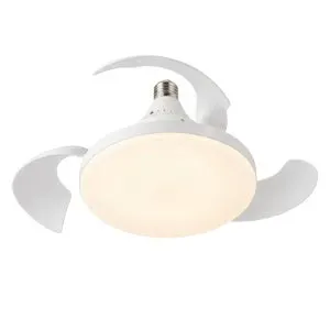 MAKA Ventilatore da Soffitto con Luce LED 22W E27, Lampada a Soffitto con Pale Retrattili e Telecomando, Agitatore Aria per Bagno e Cucina