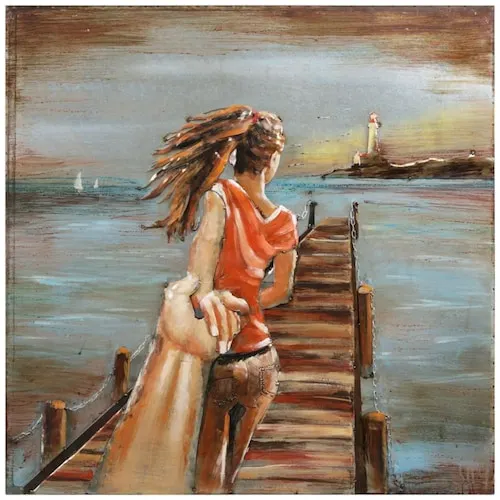 Lighthouse Mixed Media Iron Hand Painted Dimensional Wall Art