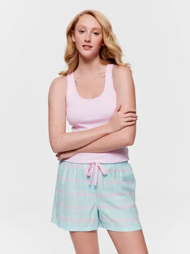 Mint Check 100% Cotton Mid Short