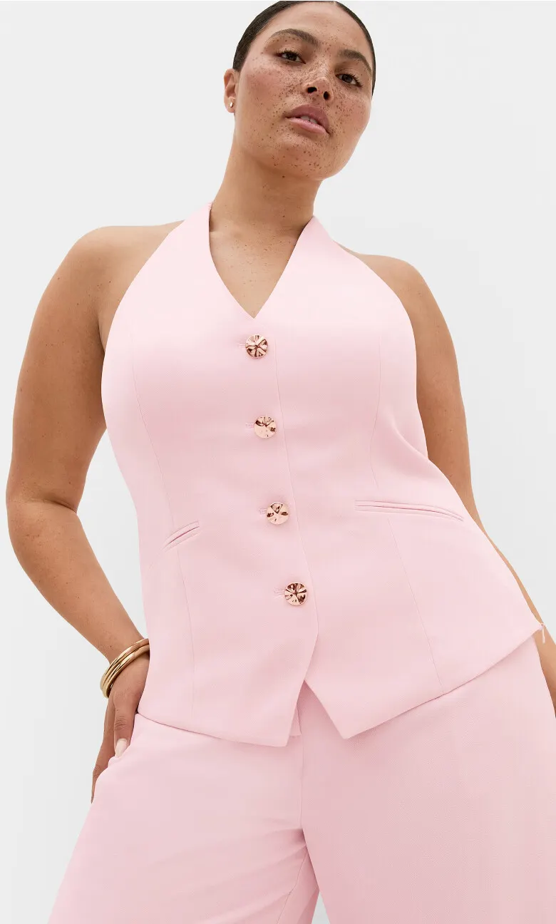 Abbie Halter Vest - heavenly pink