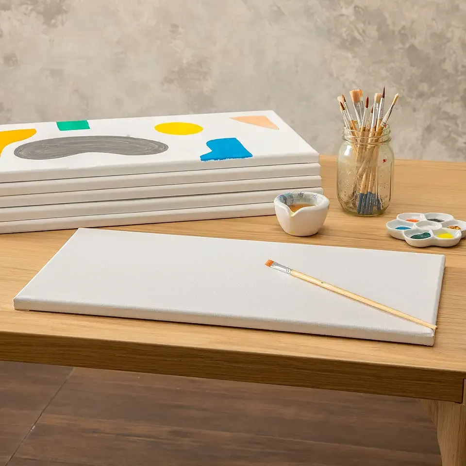 Artist's Loft 6 Count 10” x 20” Super Value Canvas Necessities - Acid Free Cotton Canvas for Paint, Acrylic, & Oils - 1 Pack