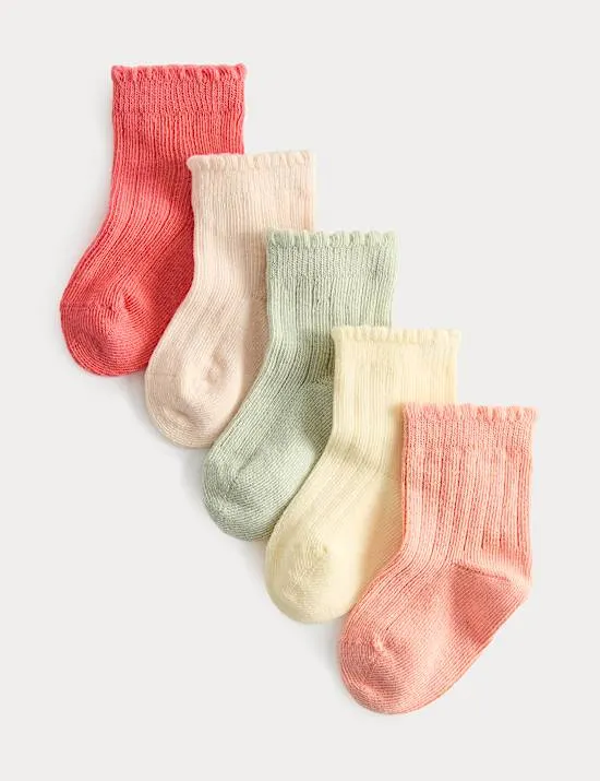 5er-Pack Socken aus Baumwolle mit Stretch und Rüschen (0–2 Jahre)