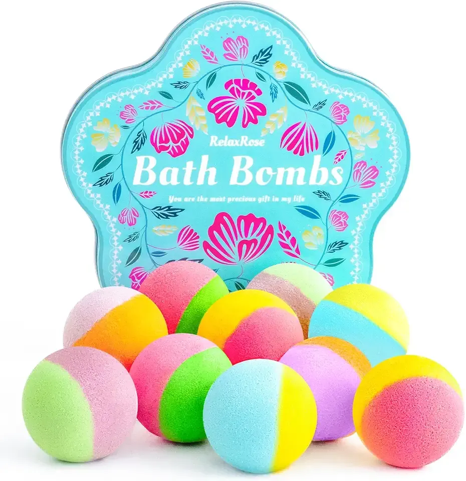 Bath Bomb Gift Set – 10 Handmade Bath Bombs with Natural Ingredients, 5 Aromatic Scents, Relaxing Spa Bombs for Women, Men, and Kids, Best Birthday Gifts for Stress Relief and Relaxation