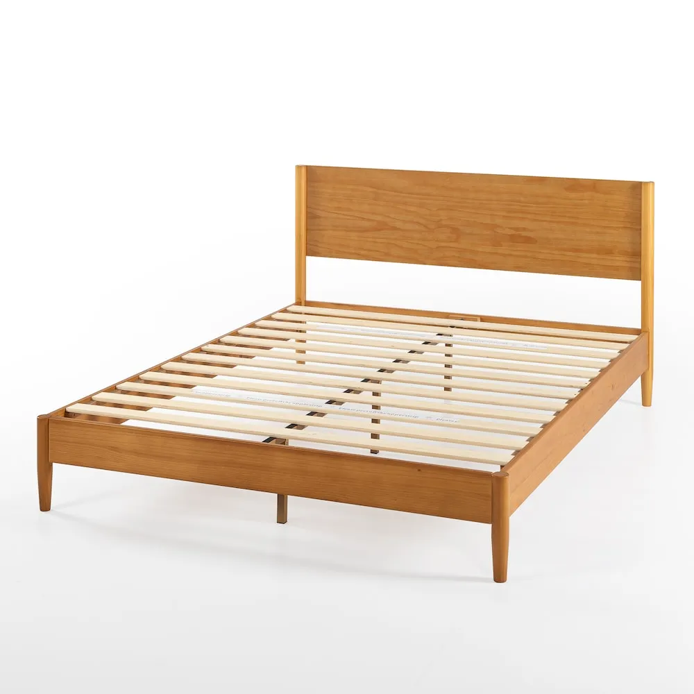Zinus ZINUS Allen King Mid Century Wood Platform Bed Frame in Brown