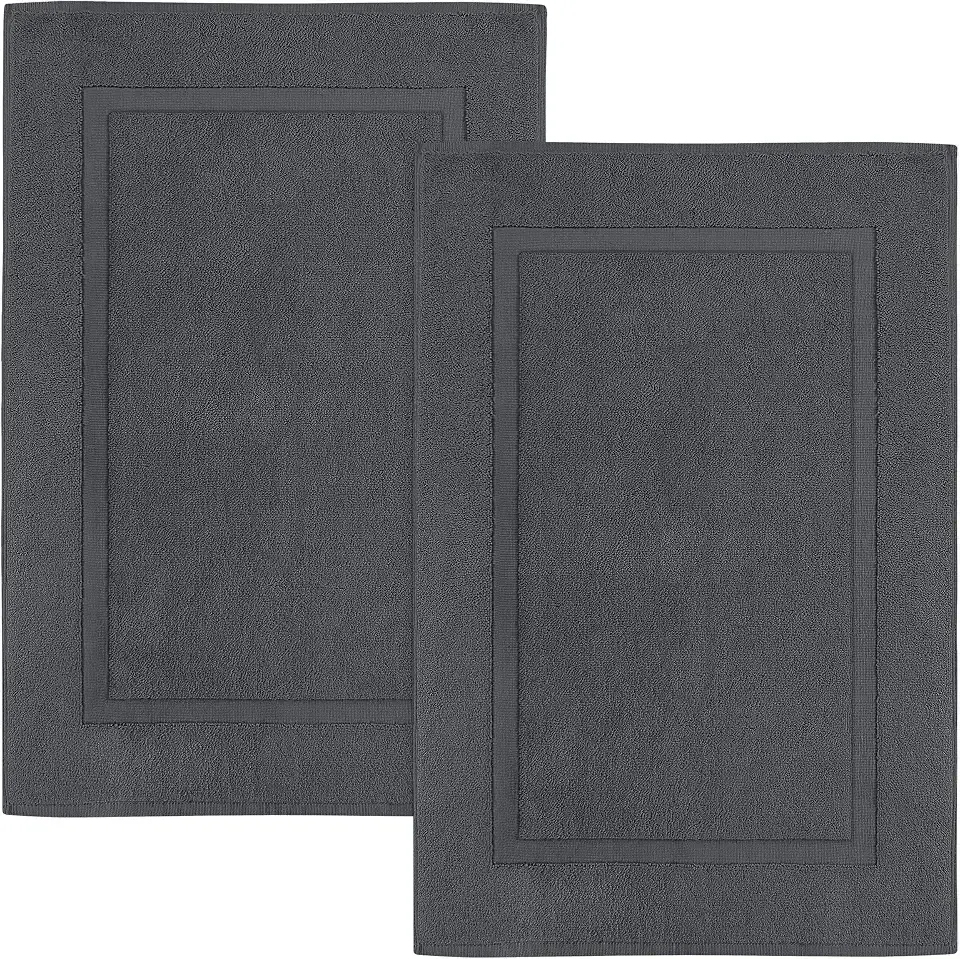 Utopia Towels Cotton Bath Mat, 21x34 in, 2 Pack, Grey | Soft 100% Ring Spun Cotton Floor Mat for Shower & Bathroom - Highly Absorbent, Quick-Drying, Non-Slip, Durable