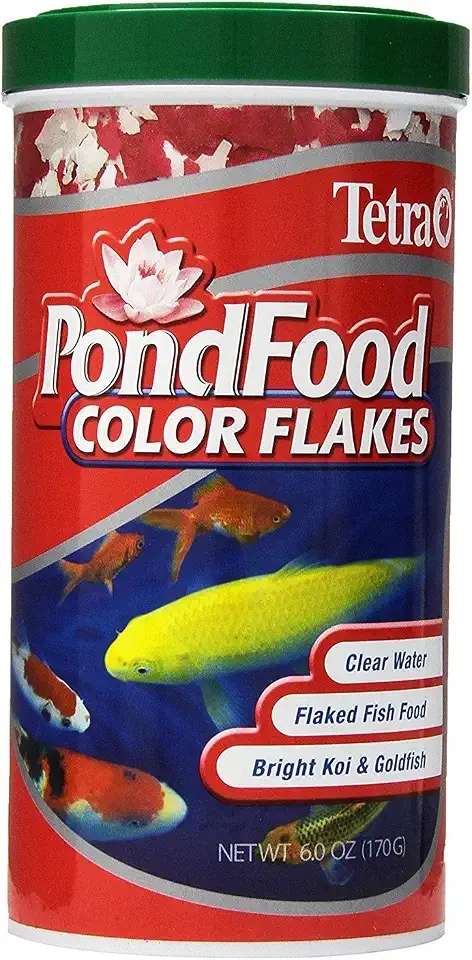 Tetra Pond Color Flakes Fish Food for Small Koi & Goldfish, 6 oz | Color Enhancing, Brings Out Reds & Yellows In Fish, Supports Digestion & Health Of Small Pond Fish, Clear Water Formula