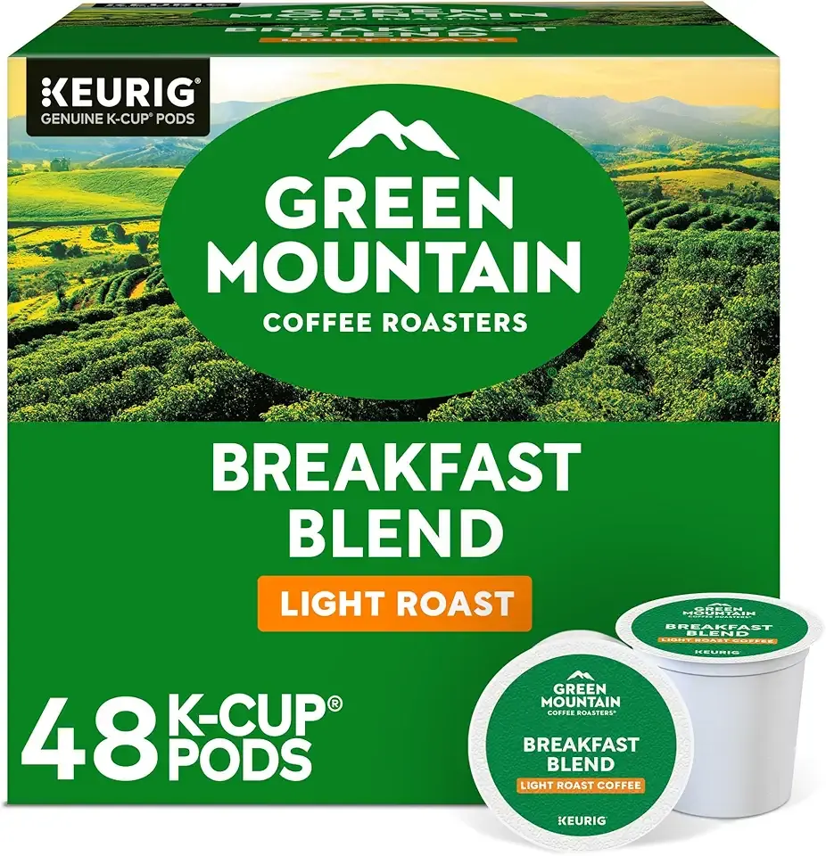 Green Mountain Coffee Roasters Breakfast Blend Single-Serve Keurig K-Cup Pods, Light Roast Coffee, 48 Count