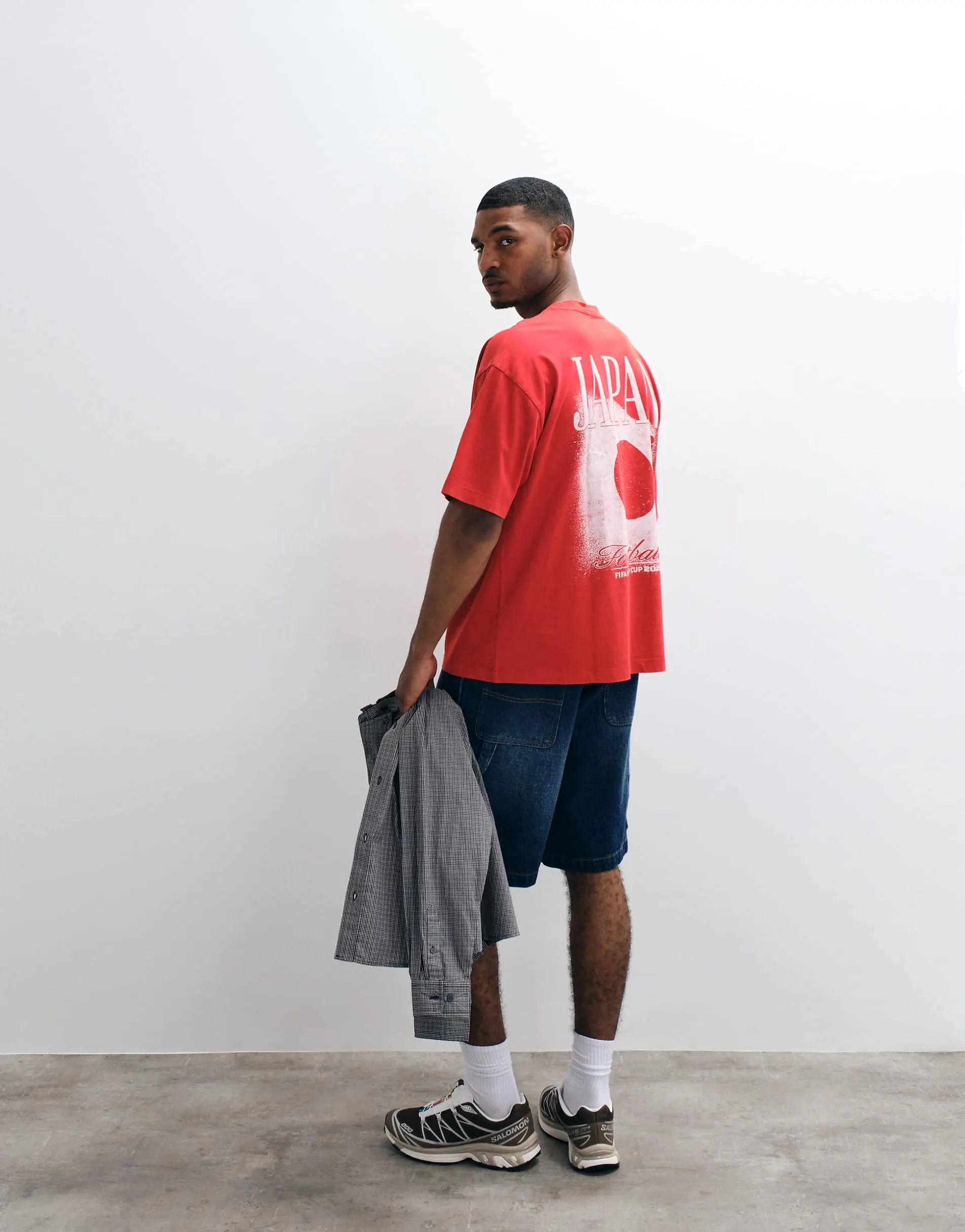 ASOS DESIGN oversized tee with FIFA World Cup Japan print in red